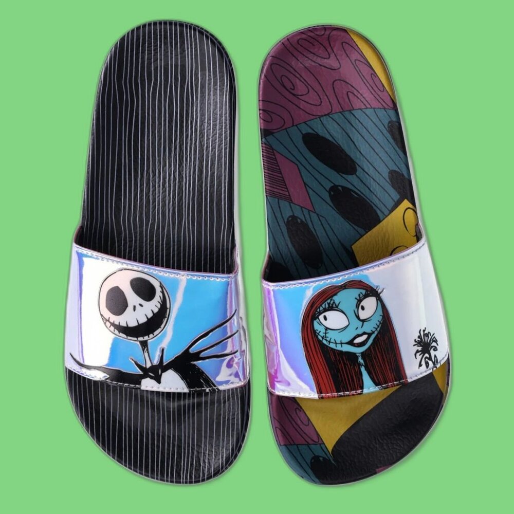 Disney Nightmare Before Christmas Jack Sally Slide Sandals Women NWT 8